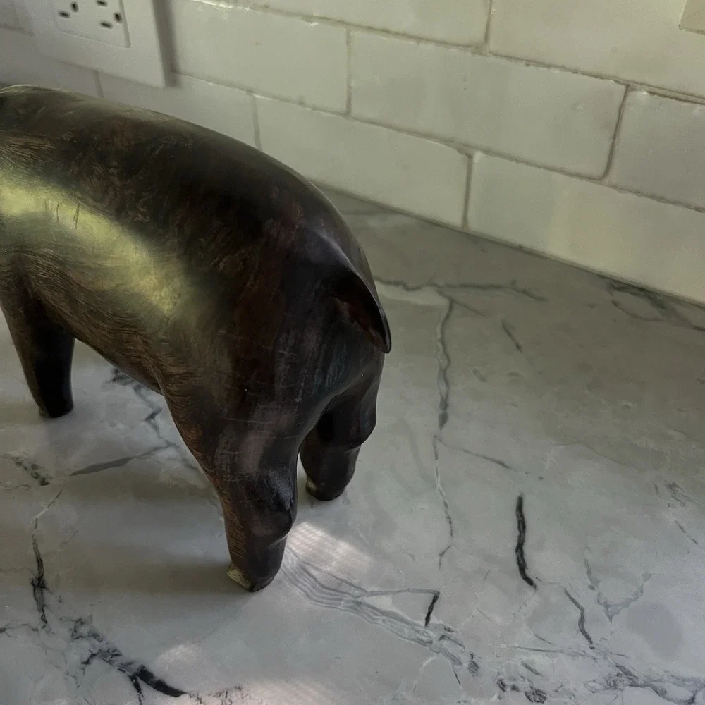 Vintage Iron Wood Adorable PIG Figurine‎